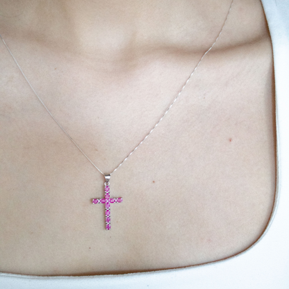 Cruces en Plata .925 con Zafiros, Esmeraldas o Rubies